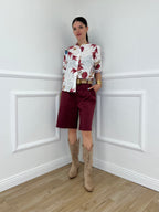 Camicia Fiori Inserti Sangallo 2340 Burgundy