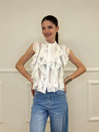 Camicia Smanicata Con Rouches 220-672 Bianco