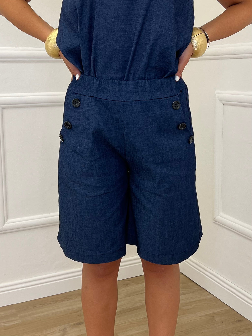 Bermuda Chambray Bottoni 2869 Blu