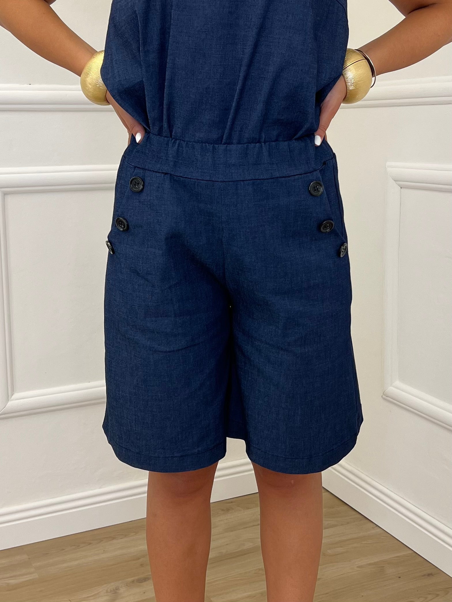 Bermuda Chambray Bottoni 2869 Blu
