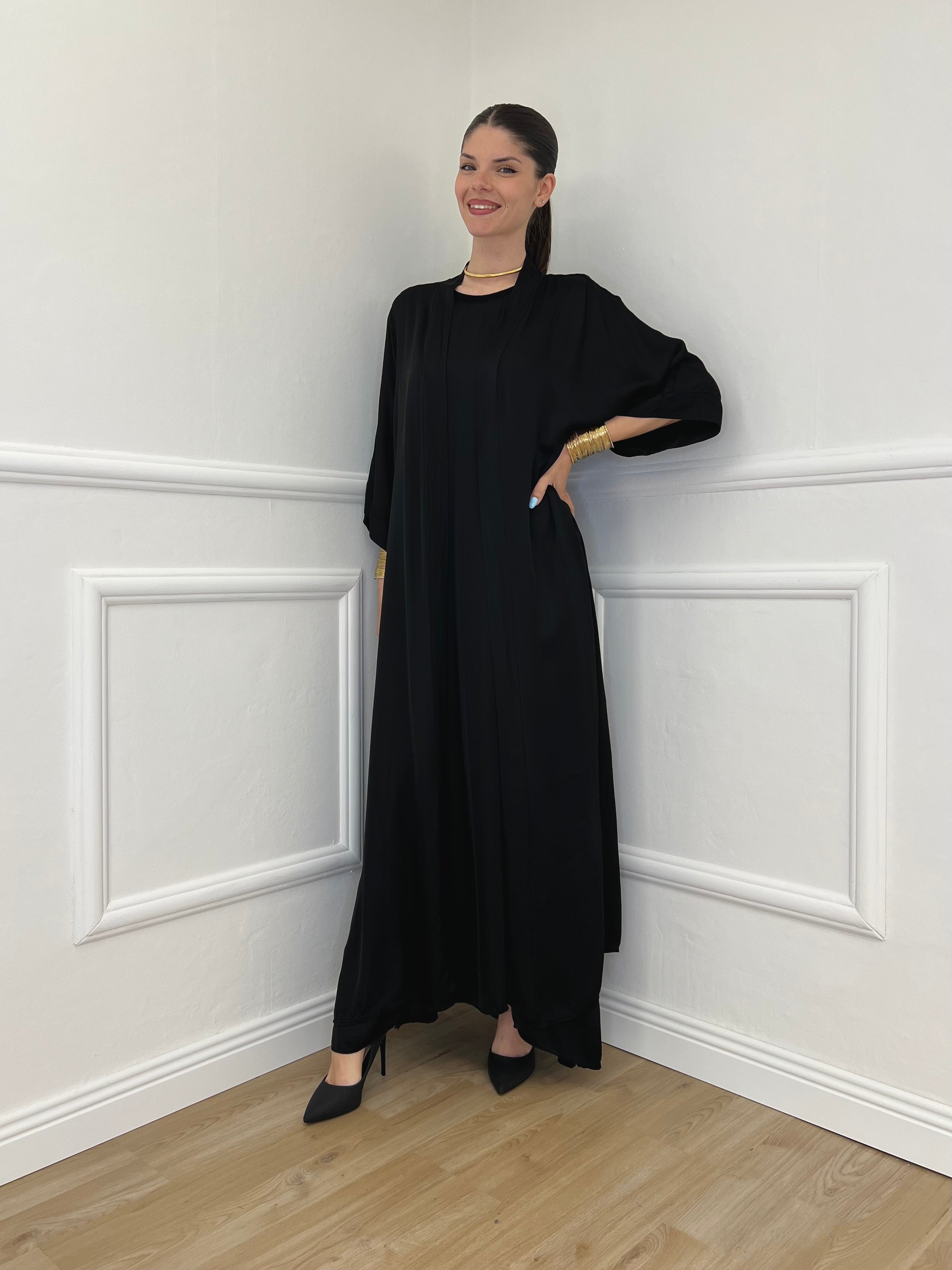 Maxi Cardigan Seta e Viscosa 2603 Nero