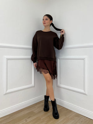 Felpa con Pizzo Lumina LD3849 Moro