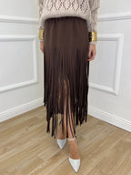 Gonna Viscosa Frange 5307 Moro