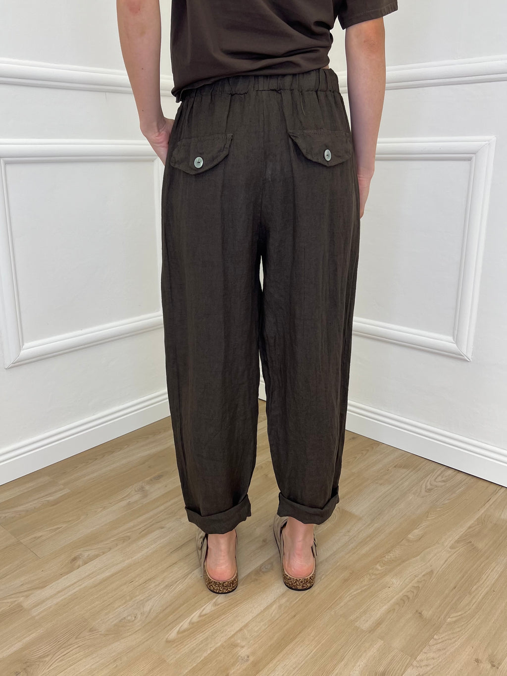 Pantalone Baggy Lino Coulisse 825772 Moro