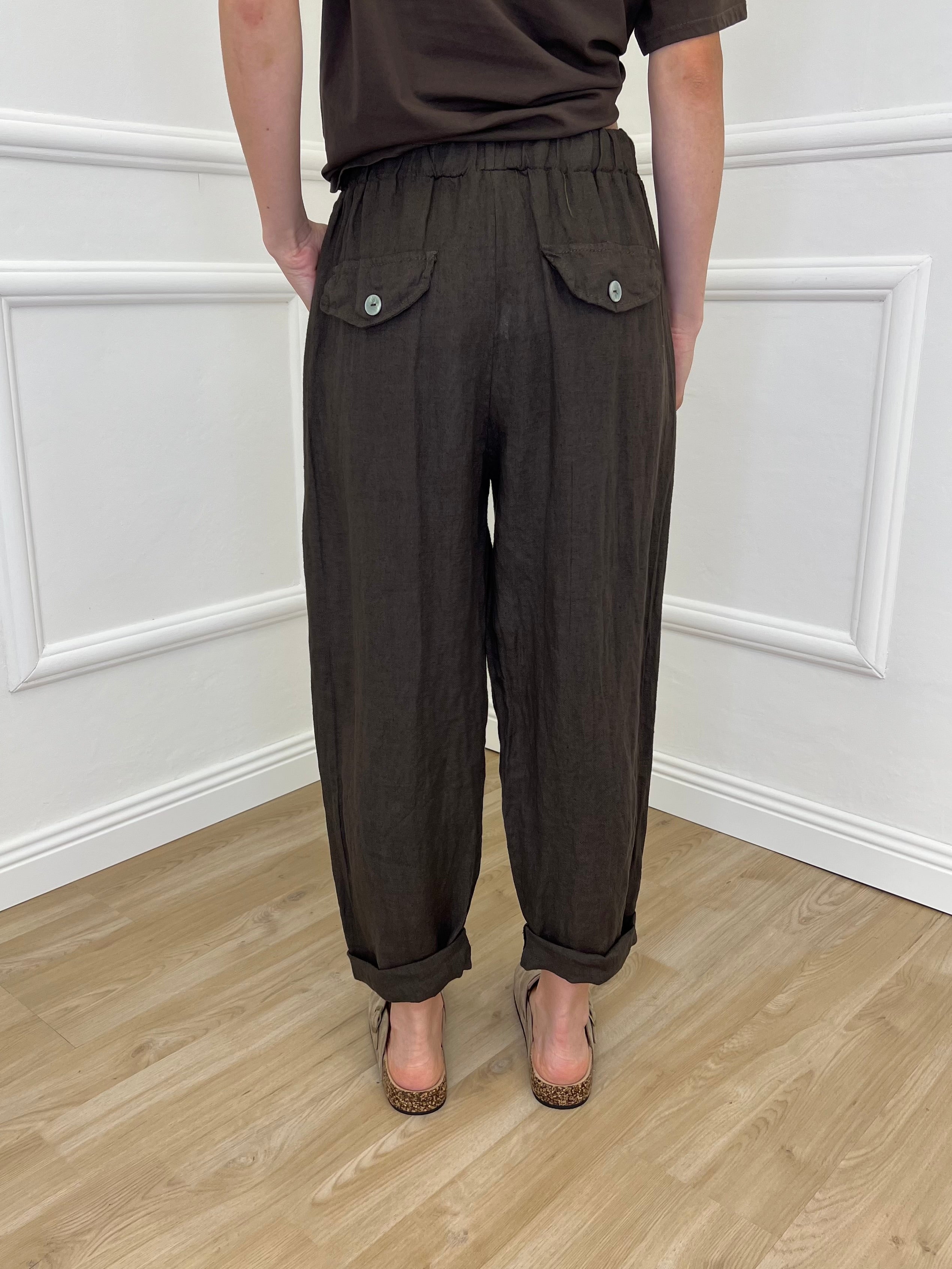 Pantalone Baggy Lino Coulisse 825772 Moro