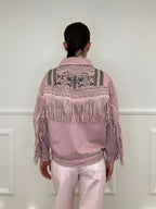 Giacca Denim con Frange e Ricami 9597 Rosa