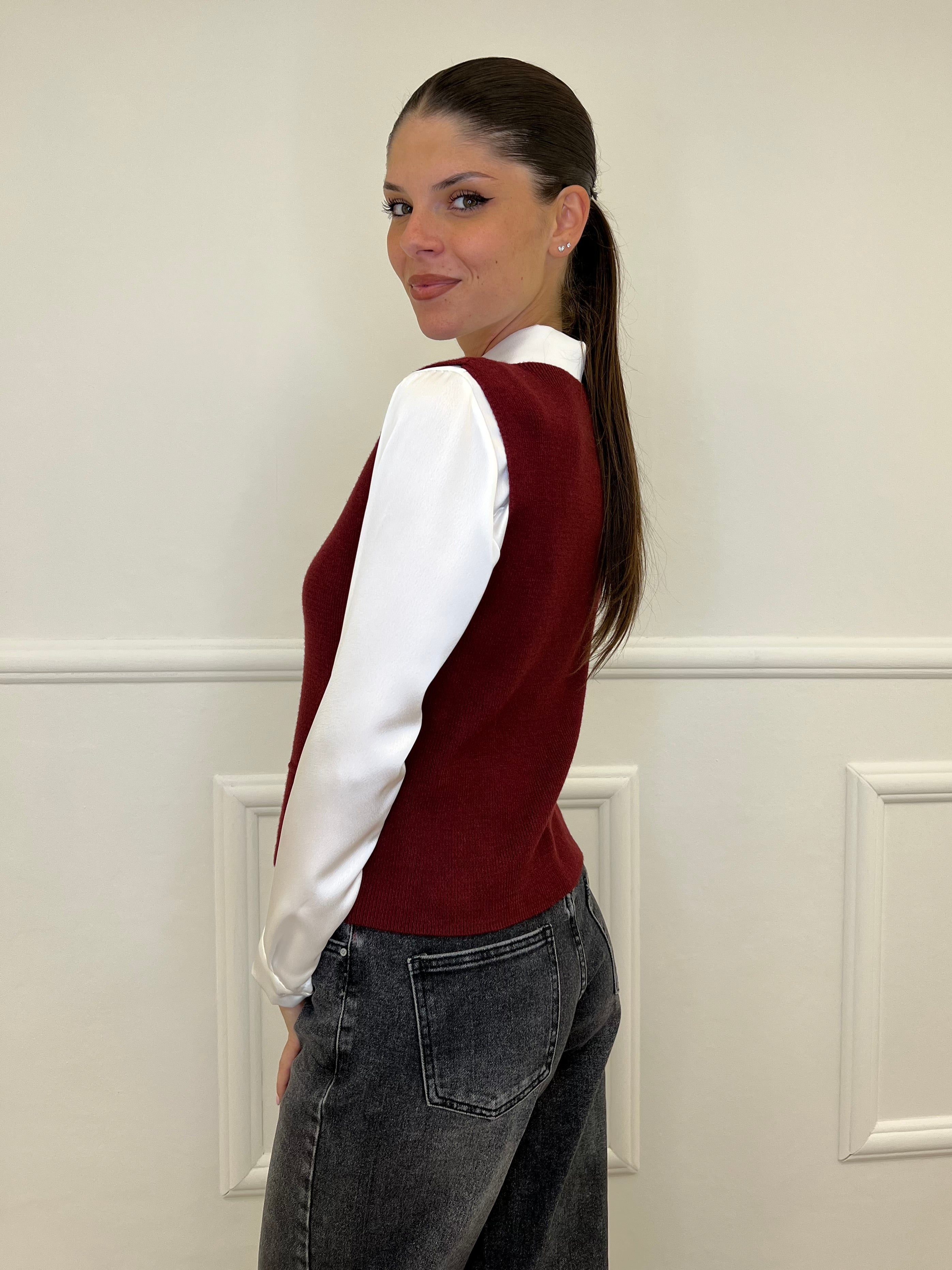 Gilet in Maglia 5013 Bordeaux
