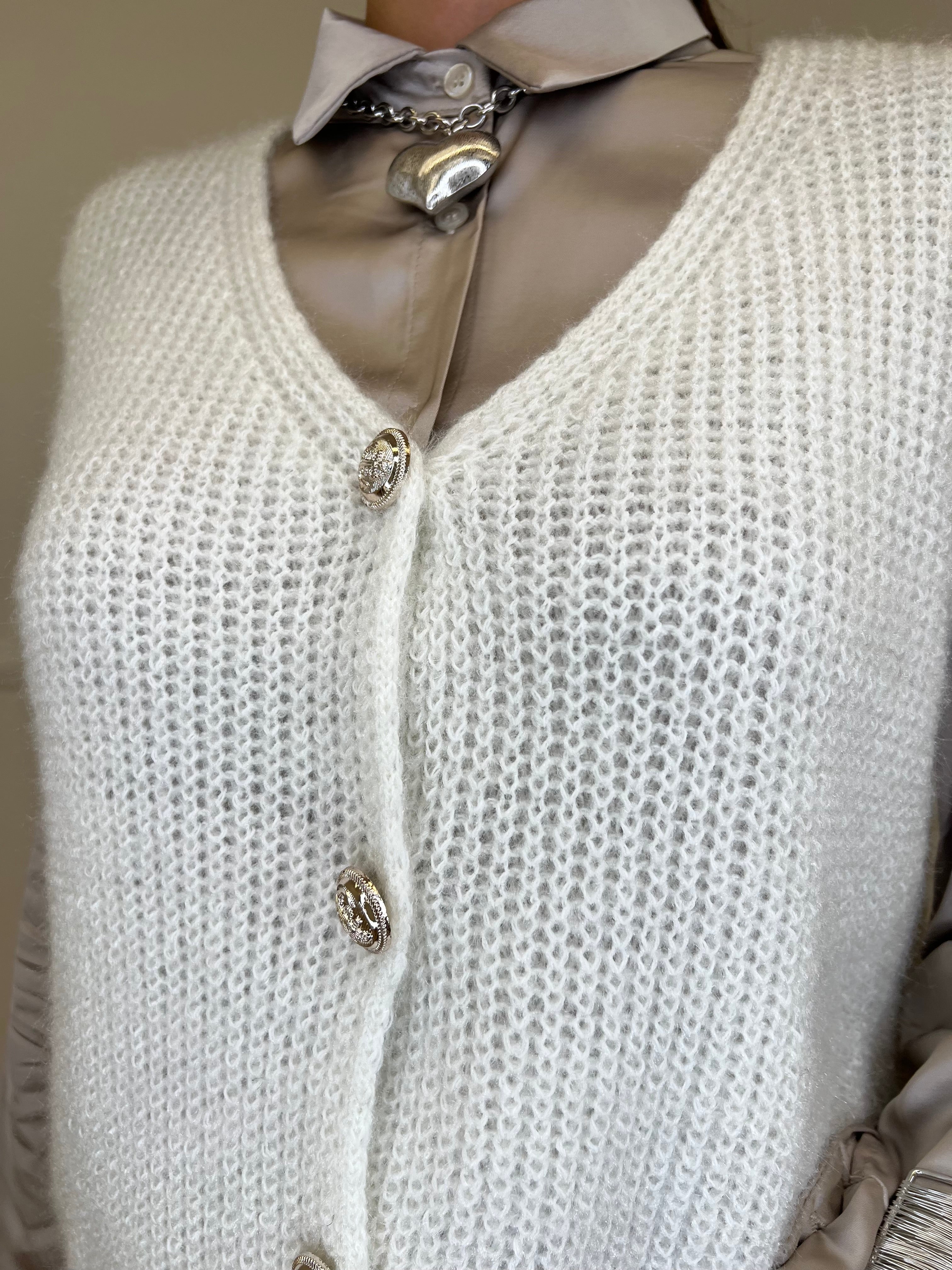 Gilet Effetto Mohair 8889 Bianco