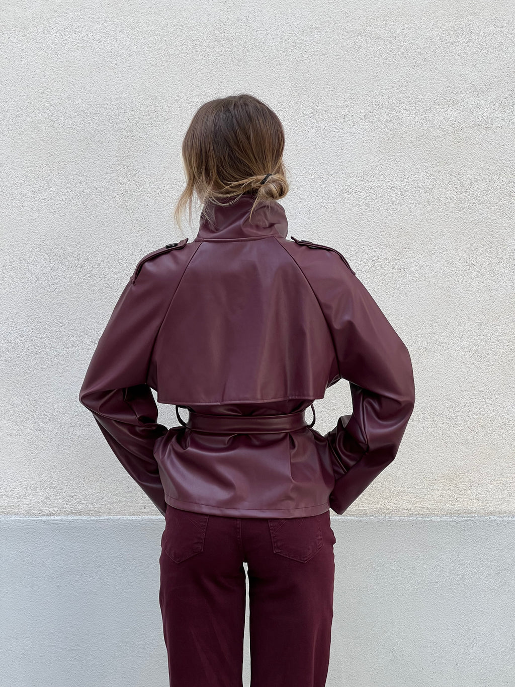 Trench Corto In Ecopelle 2610 Burgundy