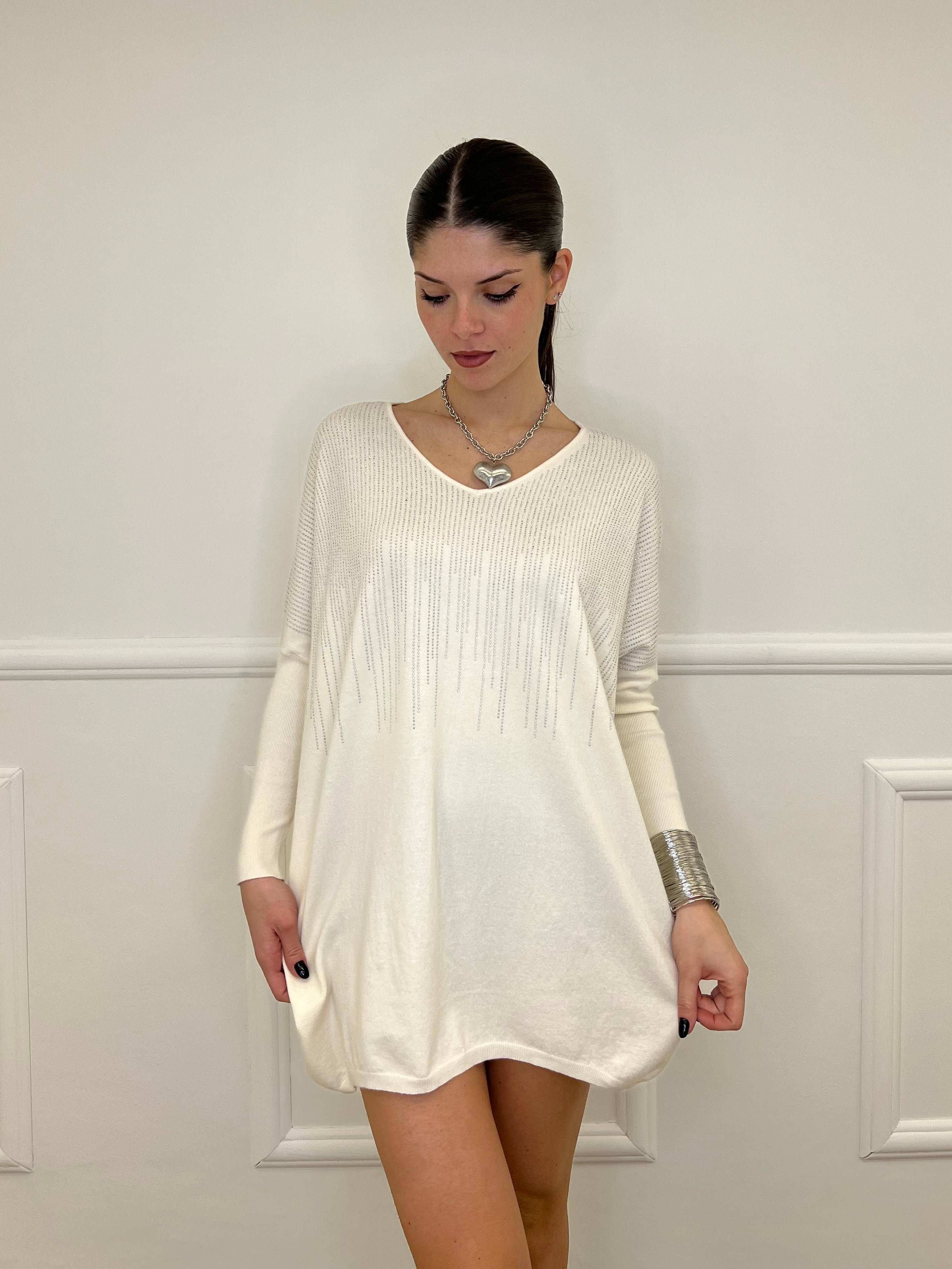 Maxi Maglia Strass 5292 Panna