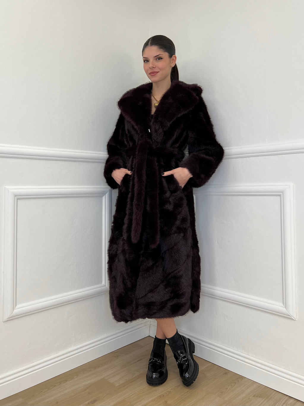 Pelliccia Lunga Fusciacca Y0223 Burgundy