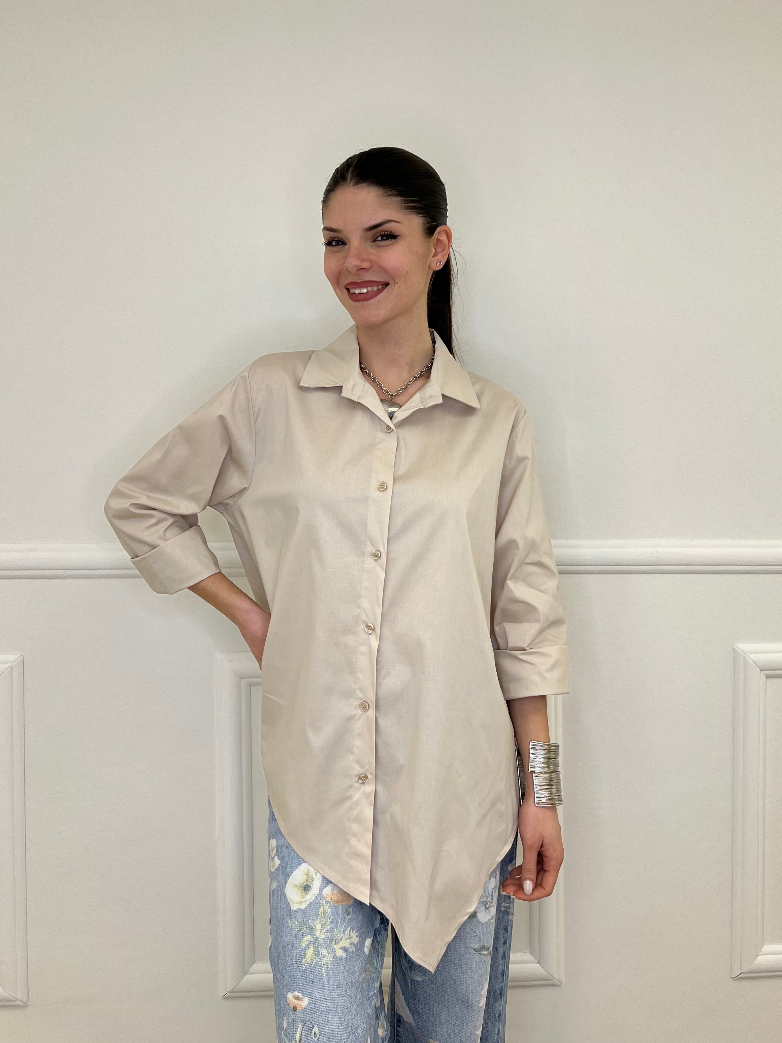 Camicia Asimmetrica 41915 Beige