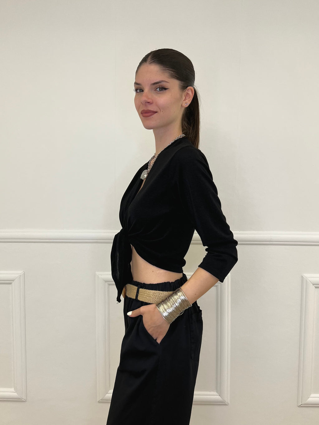 Coprispalle Aperto In Lurex 623 Nero