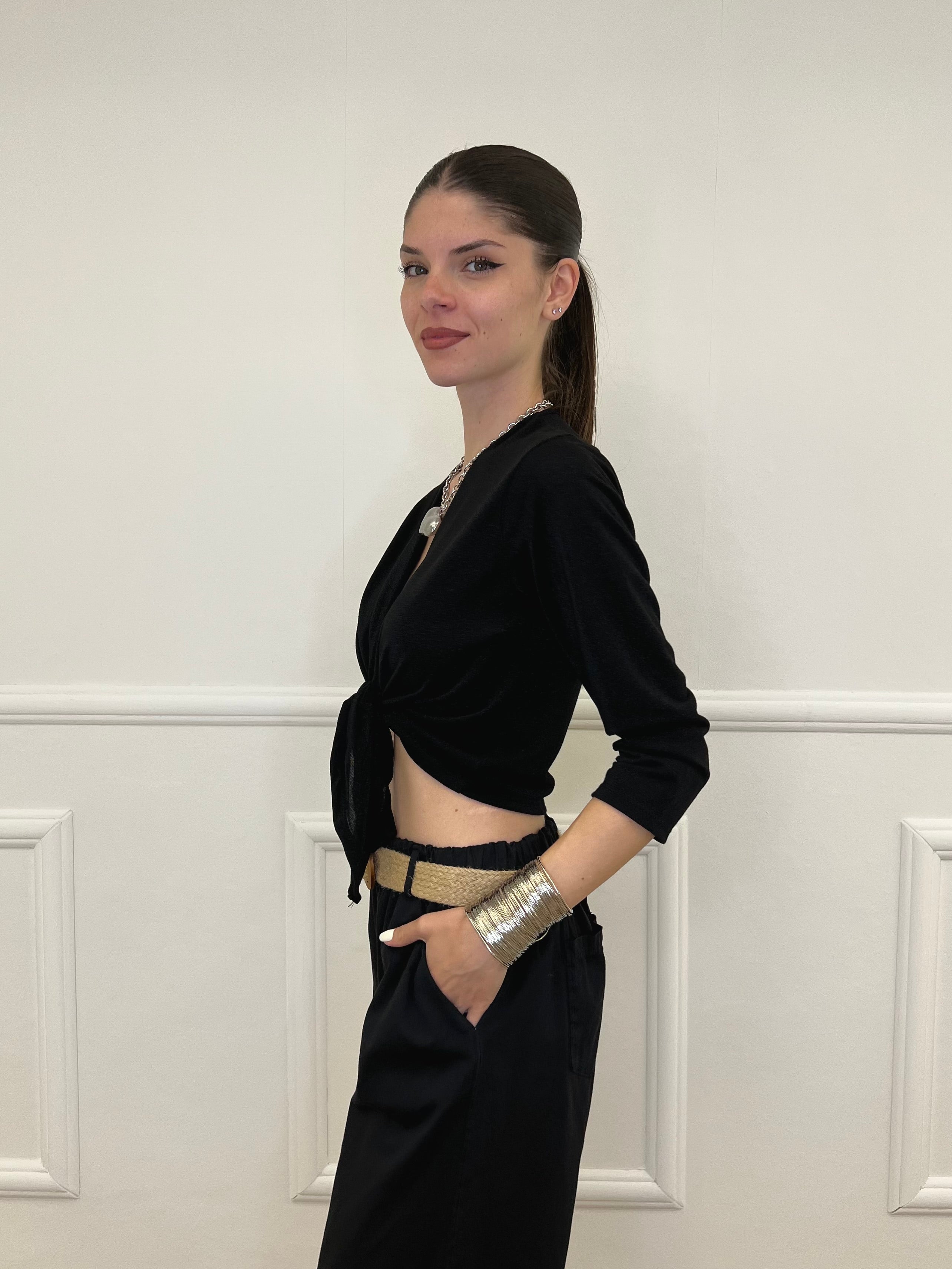 Coprispalle Aperto In Lurex 623 Nero