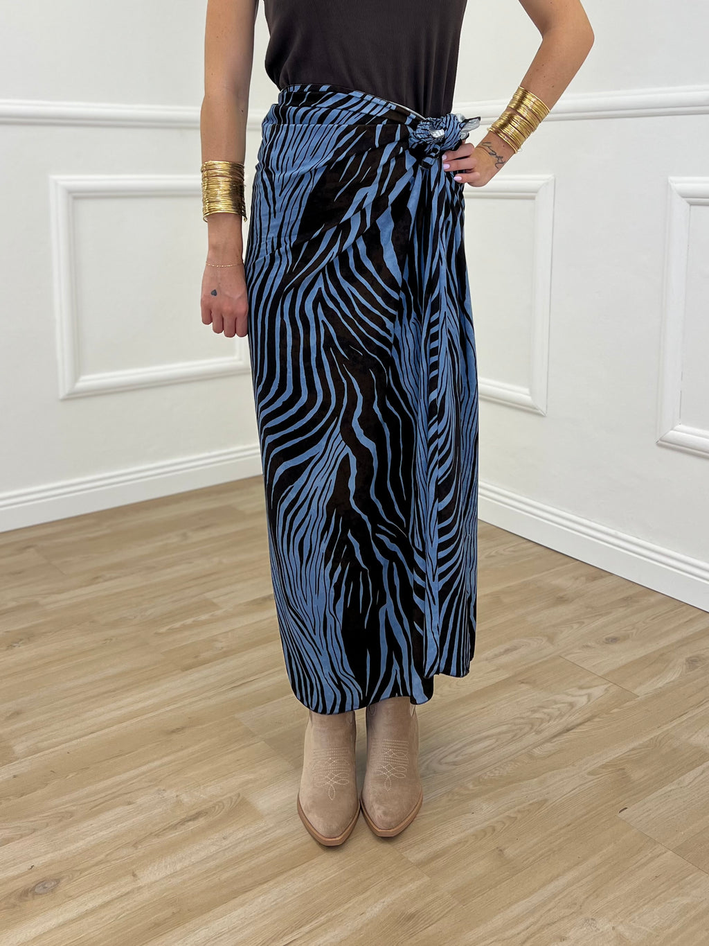 Gonna Pareo Zebra 199-765 Azzurro e Moro