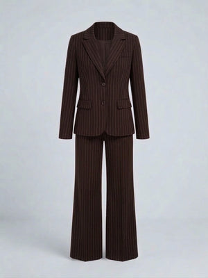 Tailleur Gessato Monopetto 83459 Marrone