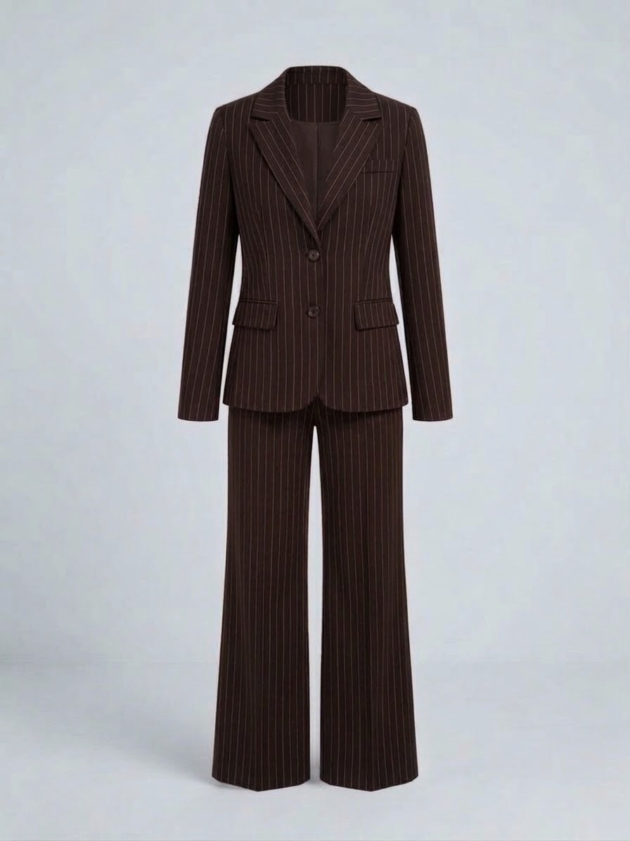 Tailleur Gessato Monopetto 83459 Marrone