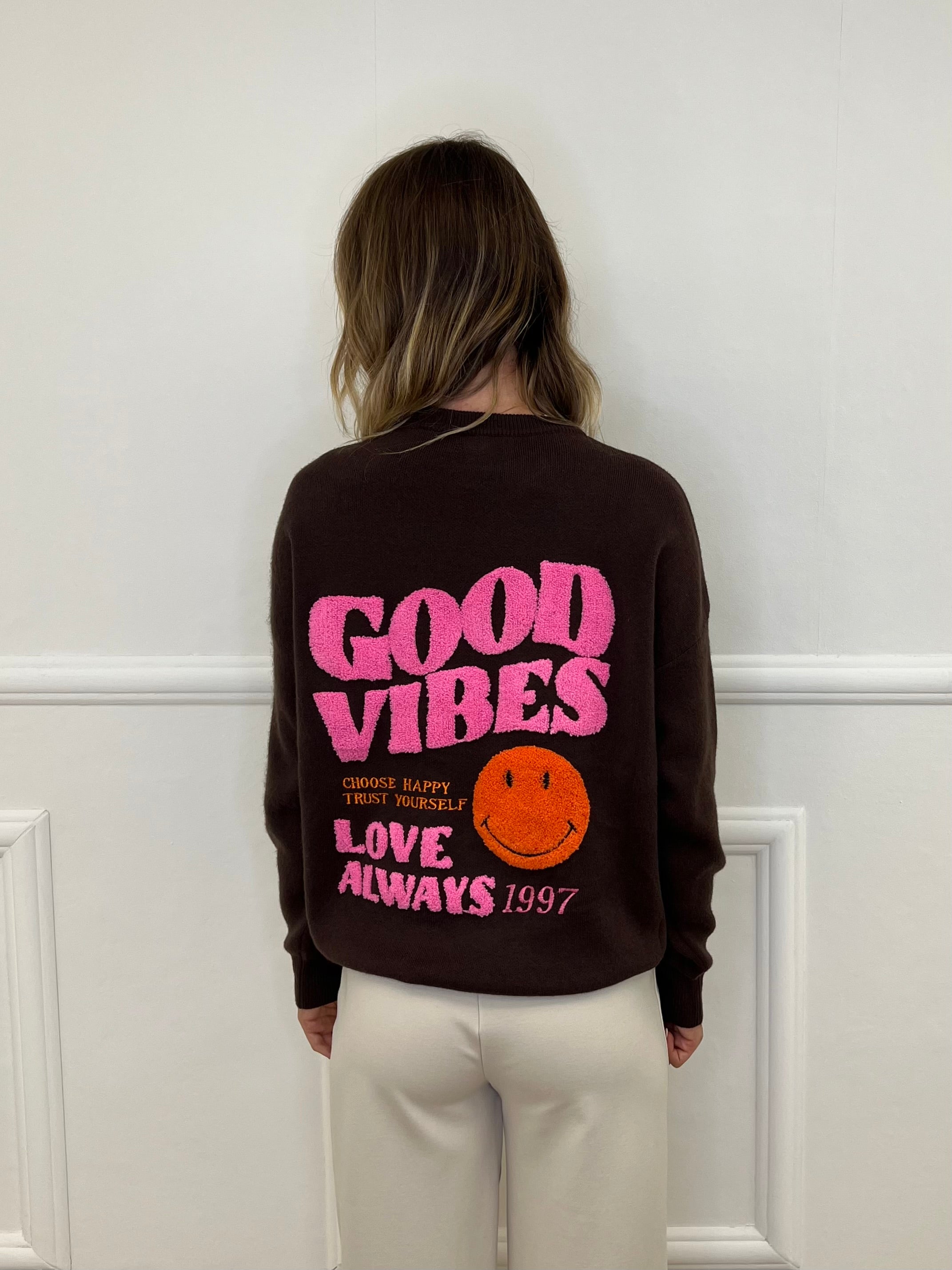 Maglia Over Good Vibes Love S11167 Marrone