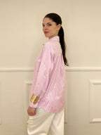 Camicia a Righe Cuori Ricamati 121255 Rosa
