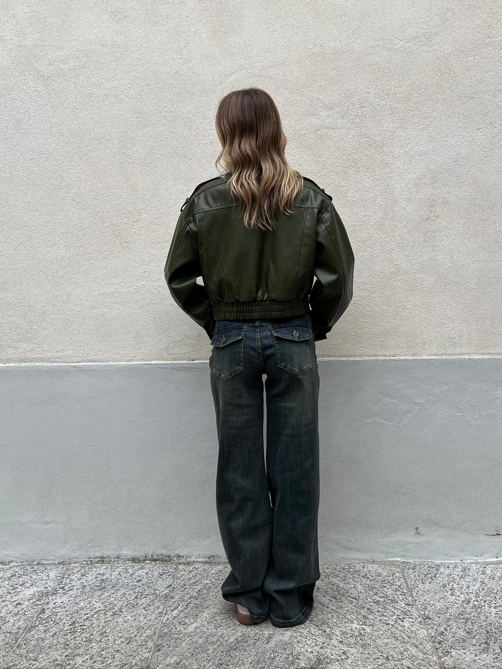 Bomber Crop Ecopelle Tasche 30346 Verde