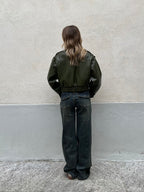 Bomber Crop Ecopelle Tasche 30346 Verde