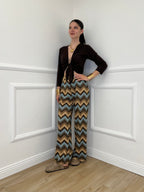Pantalone Lurex Chevron 1795 Cielo