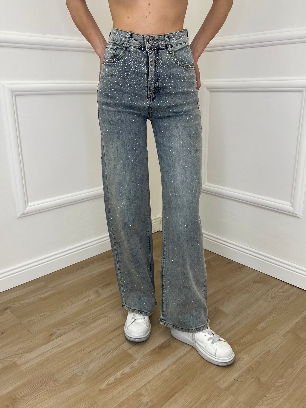 Jeans Strass Stonewash 5052 Azzurro