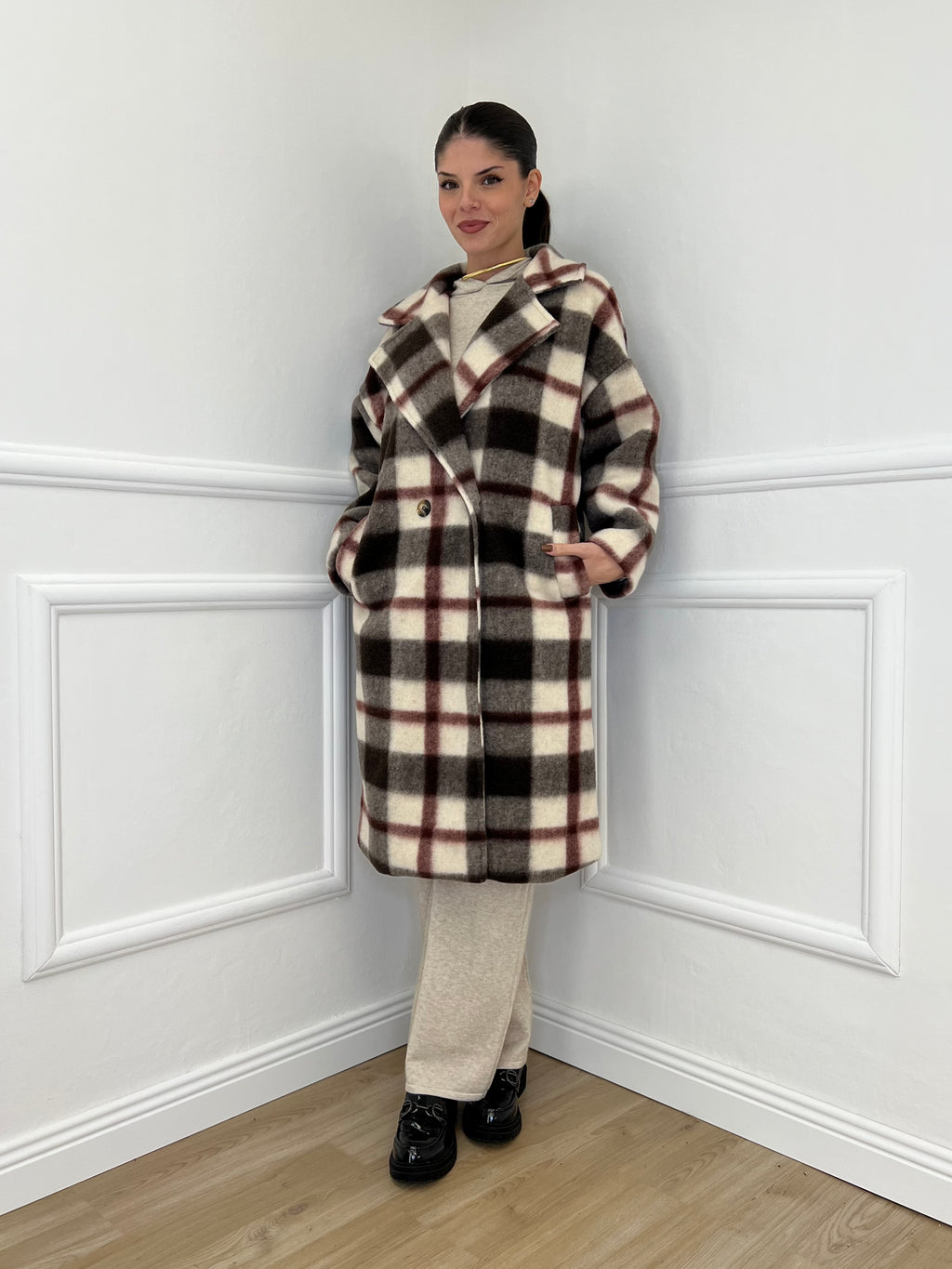 Cappotto Madras Doppiopetto 57080 Burgundy