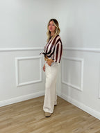 Camicia Over a Righe 2907 Marrone