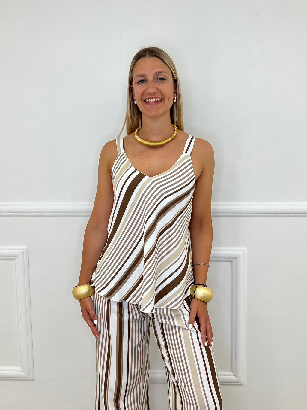 Top In Viscosa a Righe 3661 Camel