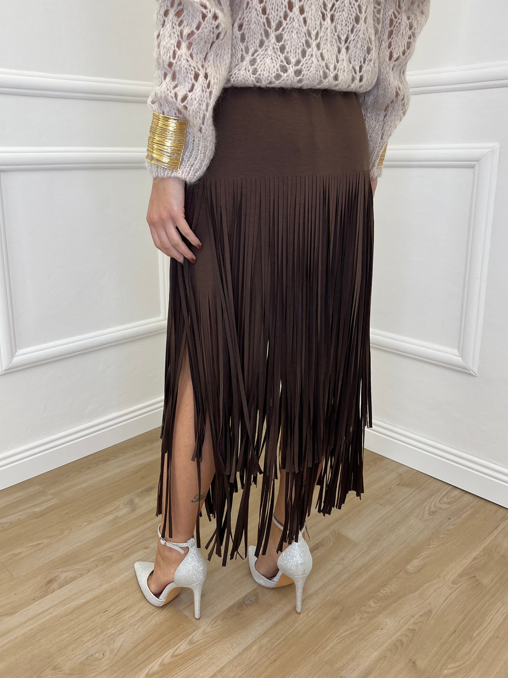 Gonna Viscosa Frange 5307 Moro