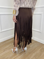 Gonna Viscosa Frange 5307 Moro