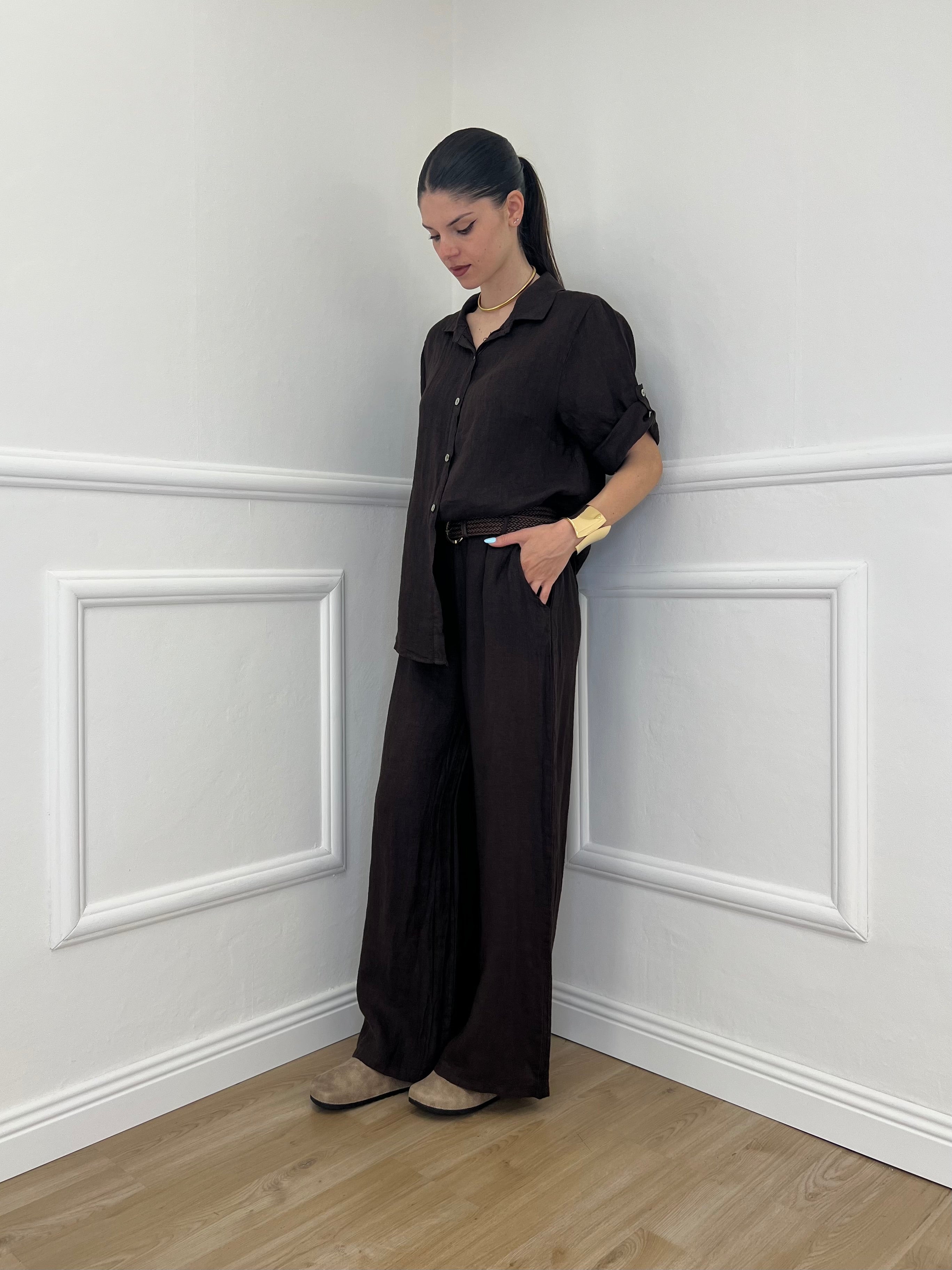 Pantalone Lino Coulisse 23216 Moro