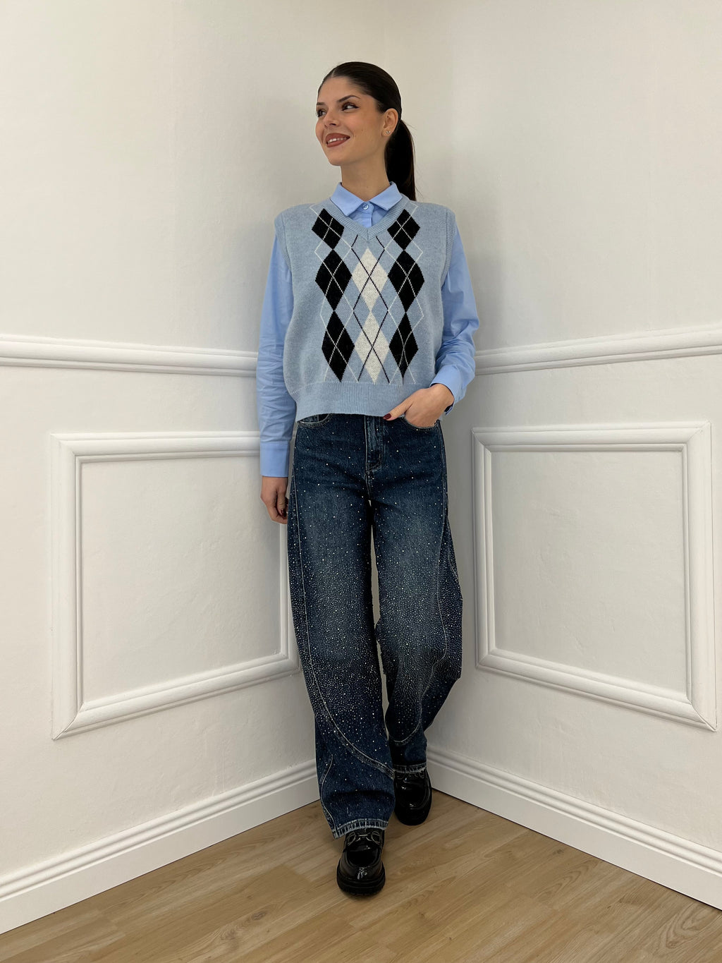 Gilet Losanghe 261711 Azzurro