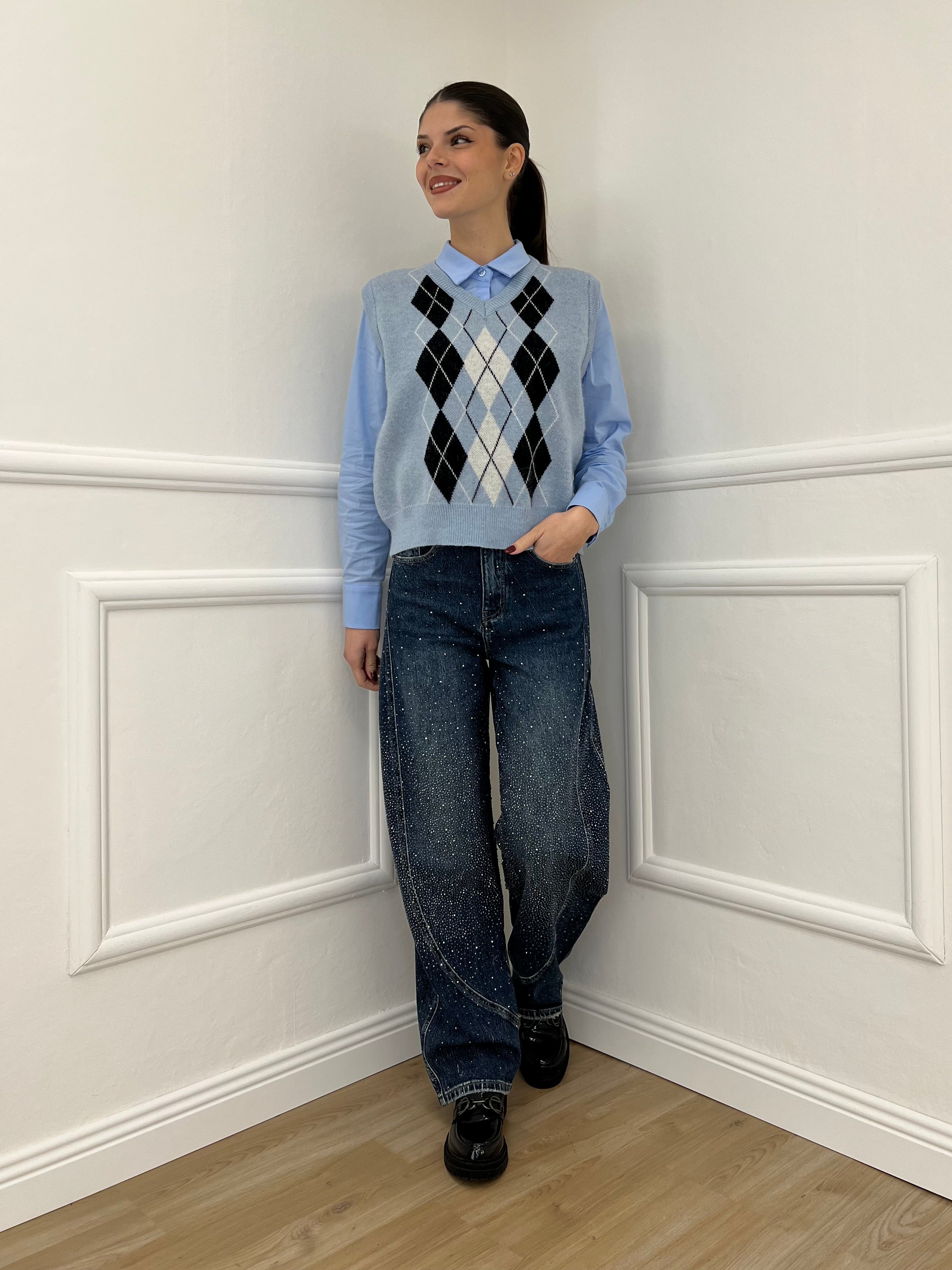 Gilet Losanghe 261711 Azzurro