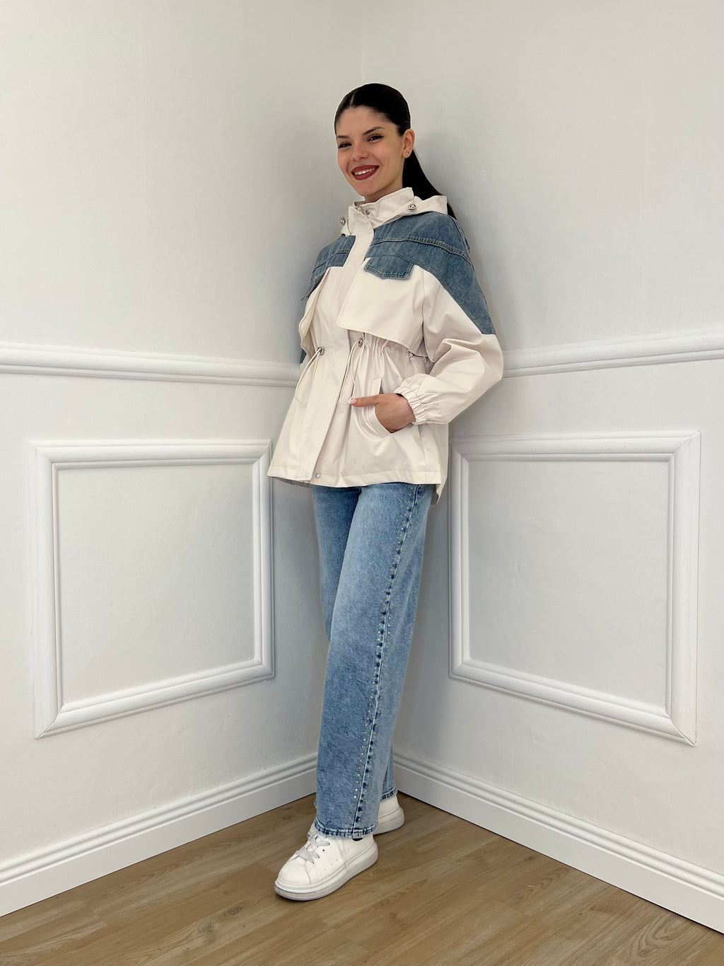 Jeans Straight Borchie 5106 Azzurro