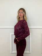 Maglia Pizzo Velluto D28875 Burgundy