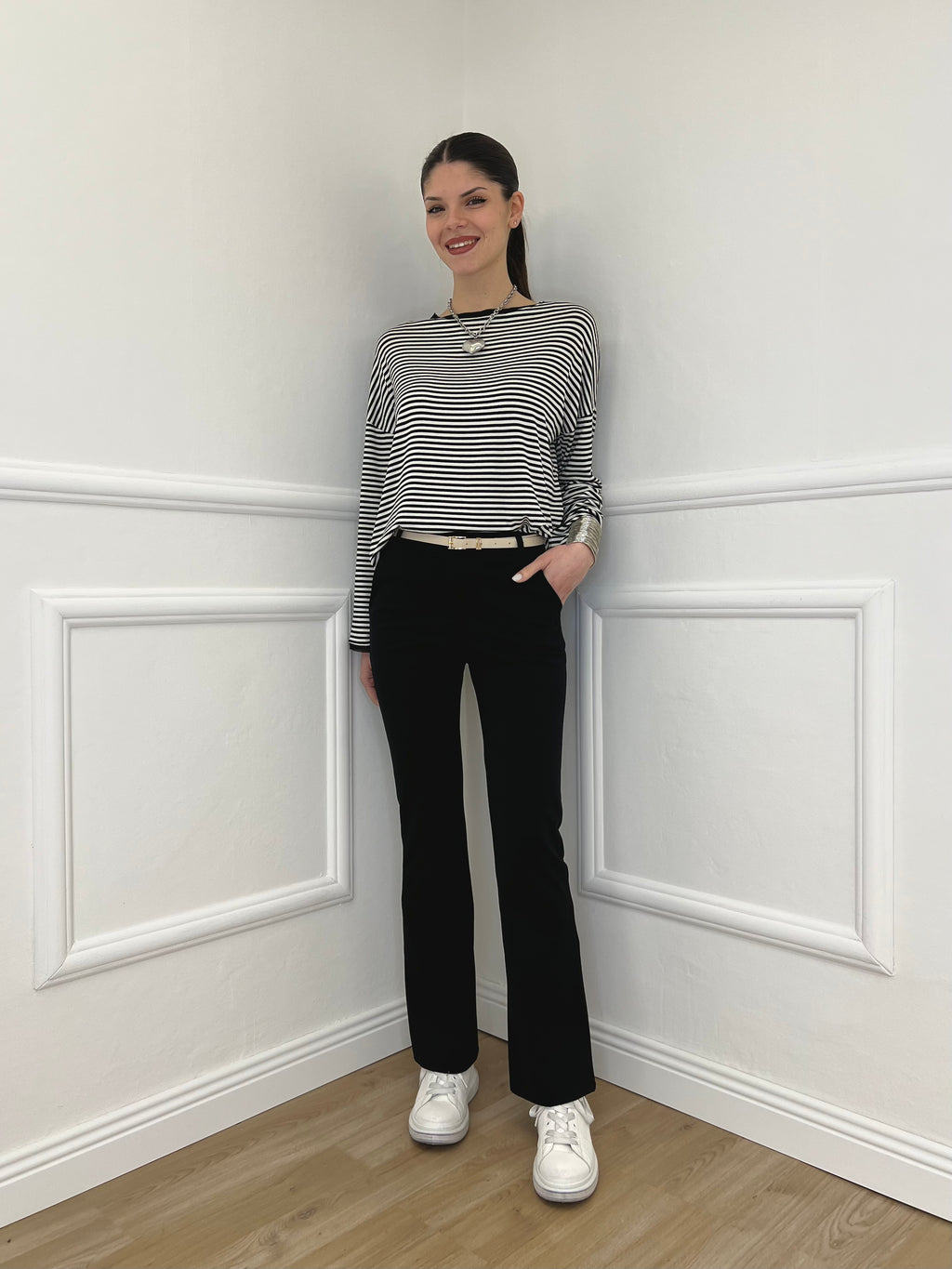 Pantalone Flare Cintura 26513 Nero