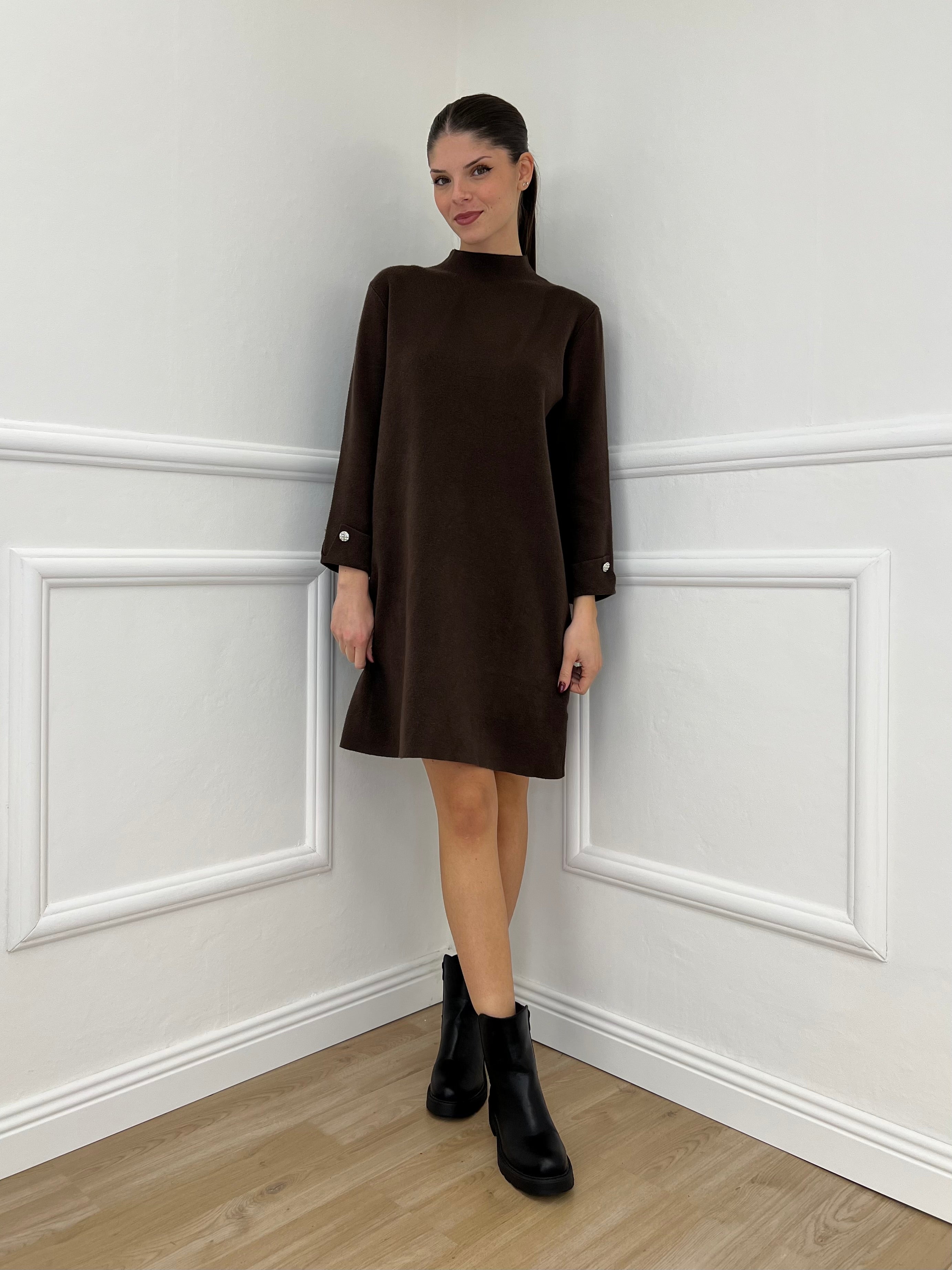 Abito in Maglia 9432 Marrone