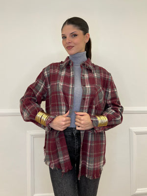 Camicia Madras Sfrangiata TR0780 Burgundy