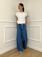 Pantalone a Palazzo Chambray Coulisse 7173