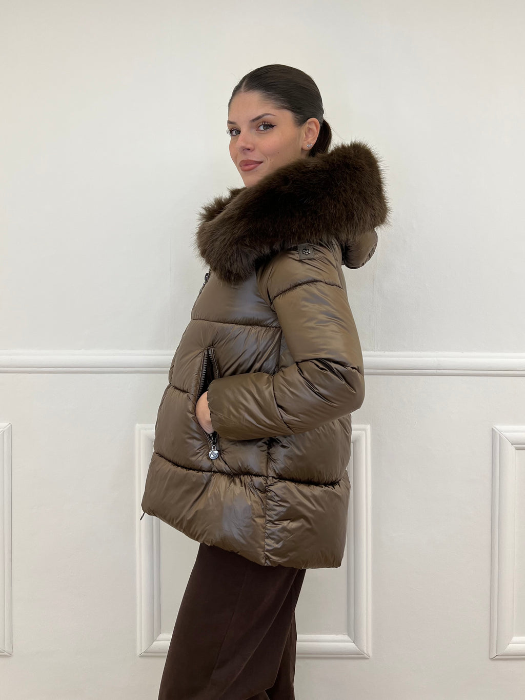 Piumino Corto Pelliccia 2259 Moro