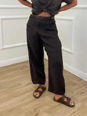 Pantalone Balloon Lino 6135 Moro