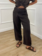 Pantalone Balloon Lino 6135 Moro