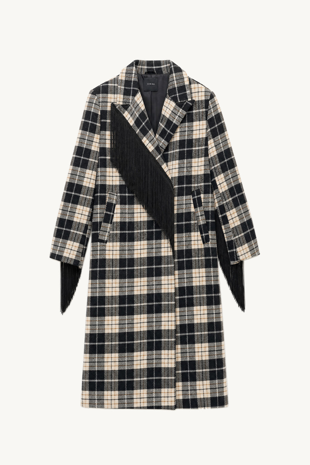 Cappotto Check Frange Lumina LD6228 Nero