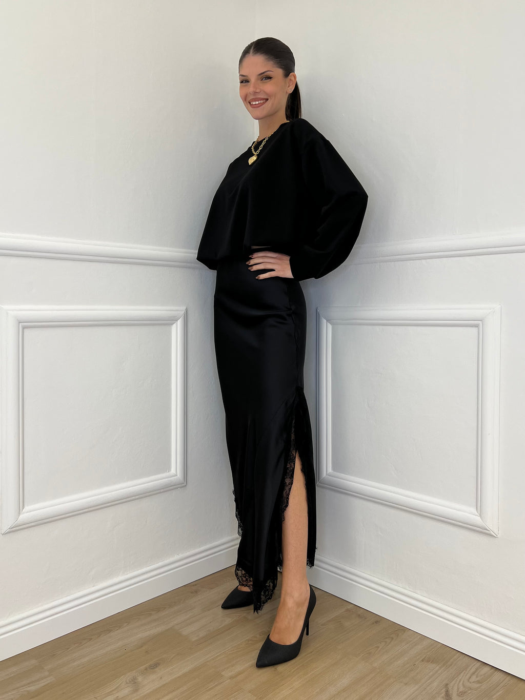 Felpa Crop 83625 Nero