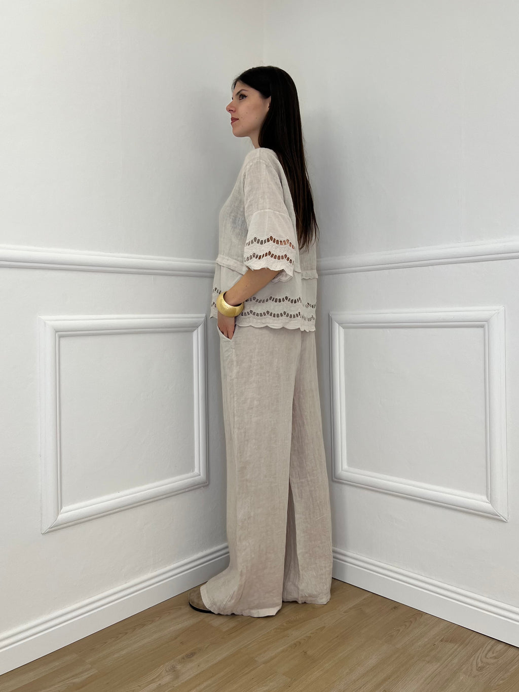 Pantalone Palazzo Lino I586 Beige