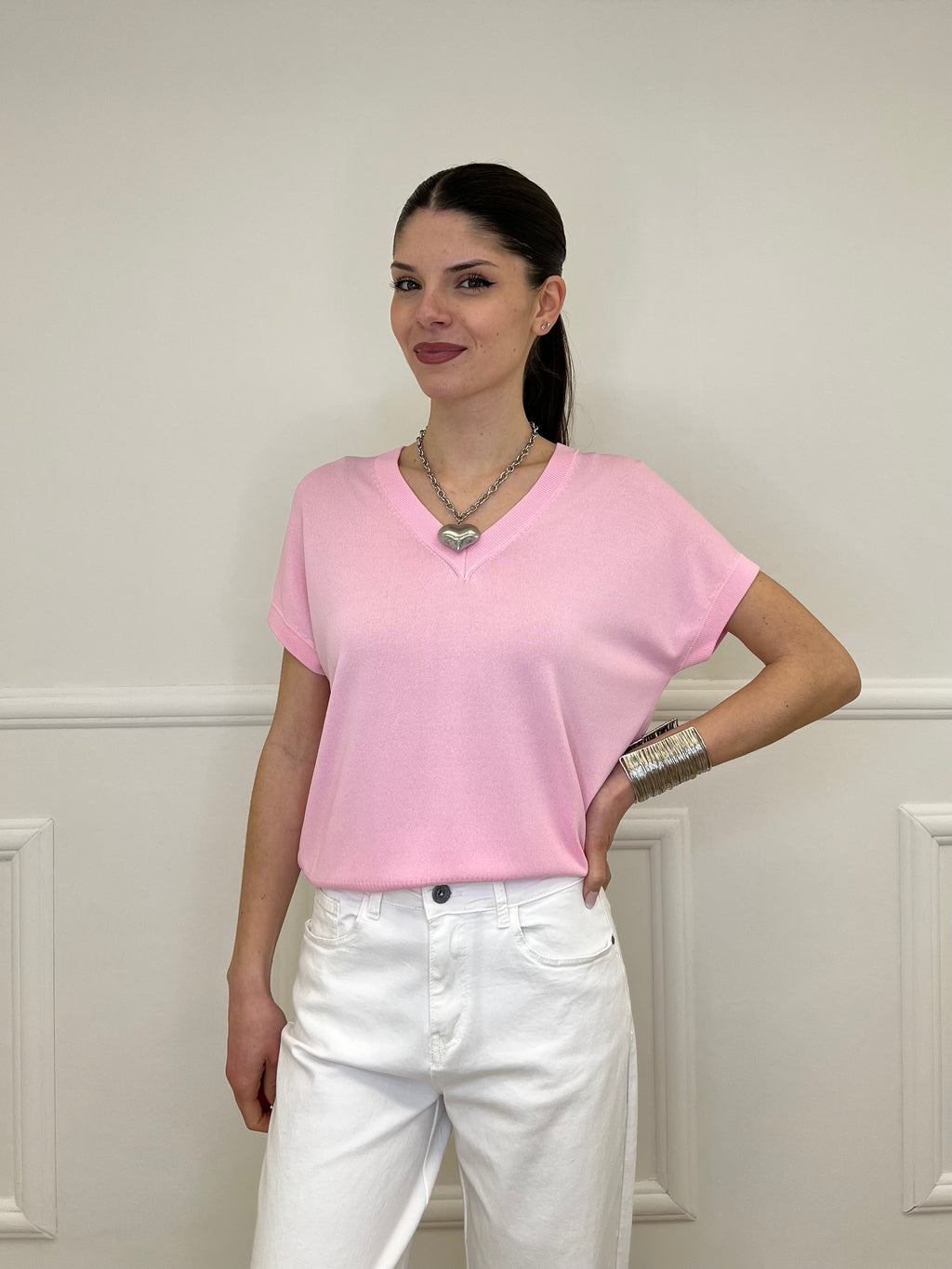 Maglia in Viscosa Scollo V 6269