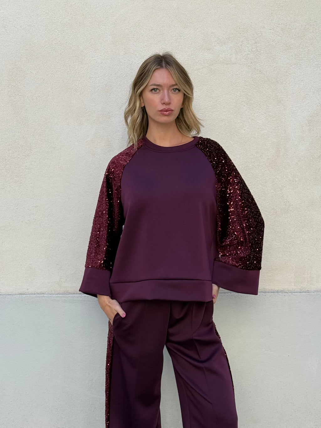 Tuta Inserti Paillettes L3110 Burgundy