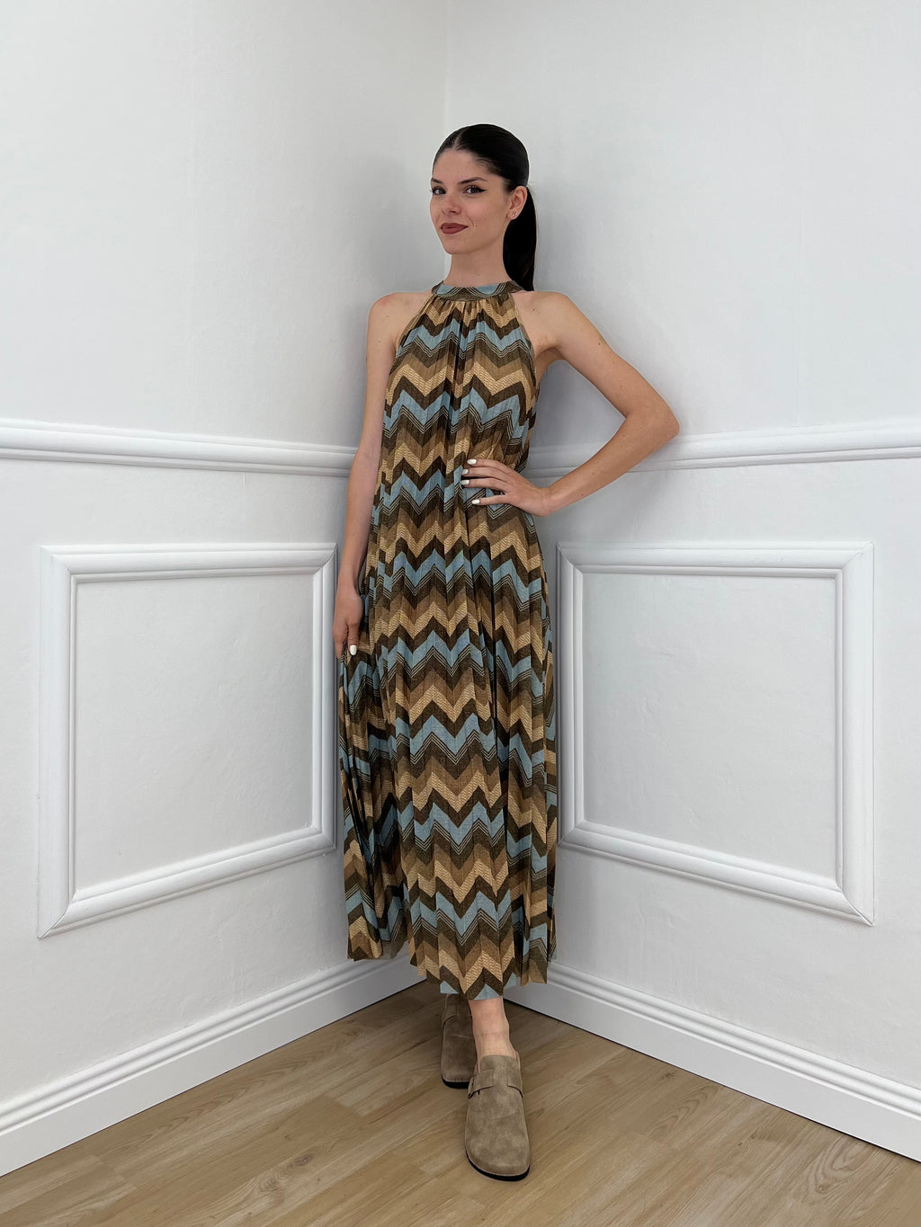 Abito Lurex Chevron 1372 Cielo